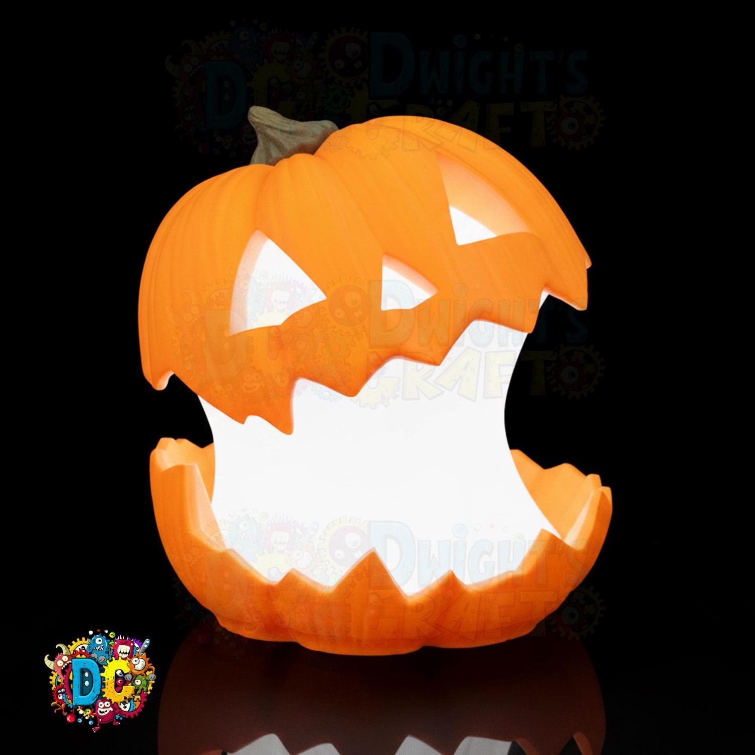Split Glow Pumpkin Lamp, Halloween, Gothic decor, Spooky Holiday ornament, Artisan 3D Printed