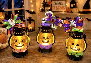 New! Halloween Mini Lanterns/ Choice of 3 Designs / Halloween Tiered Tray Decor / Halloween Jack-o-Lantern / 3 Halloween Pumpkin Lanterns