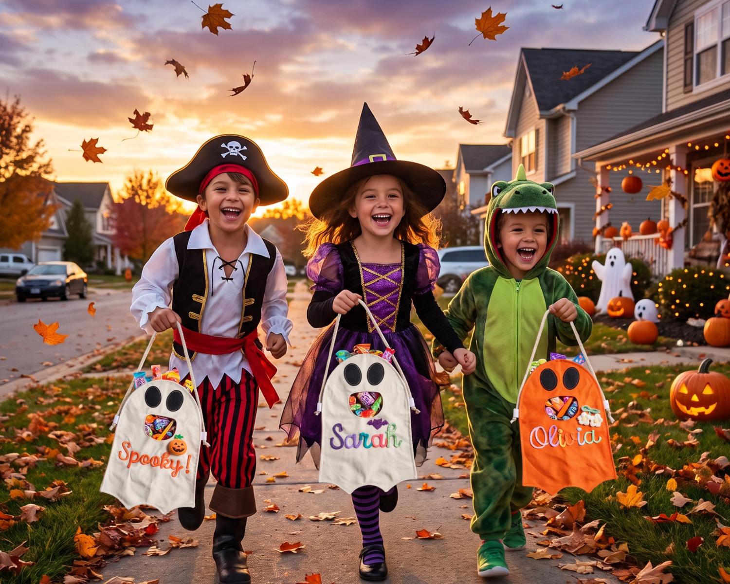 Personalized Ghost Trick or Treat Bag, Custom Halloween Candy Bag, Kids Halloween Tote with Name, Reusable Ghost Bag, Boo Basket Gift
