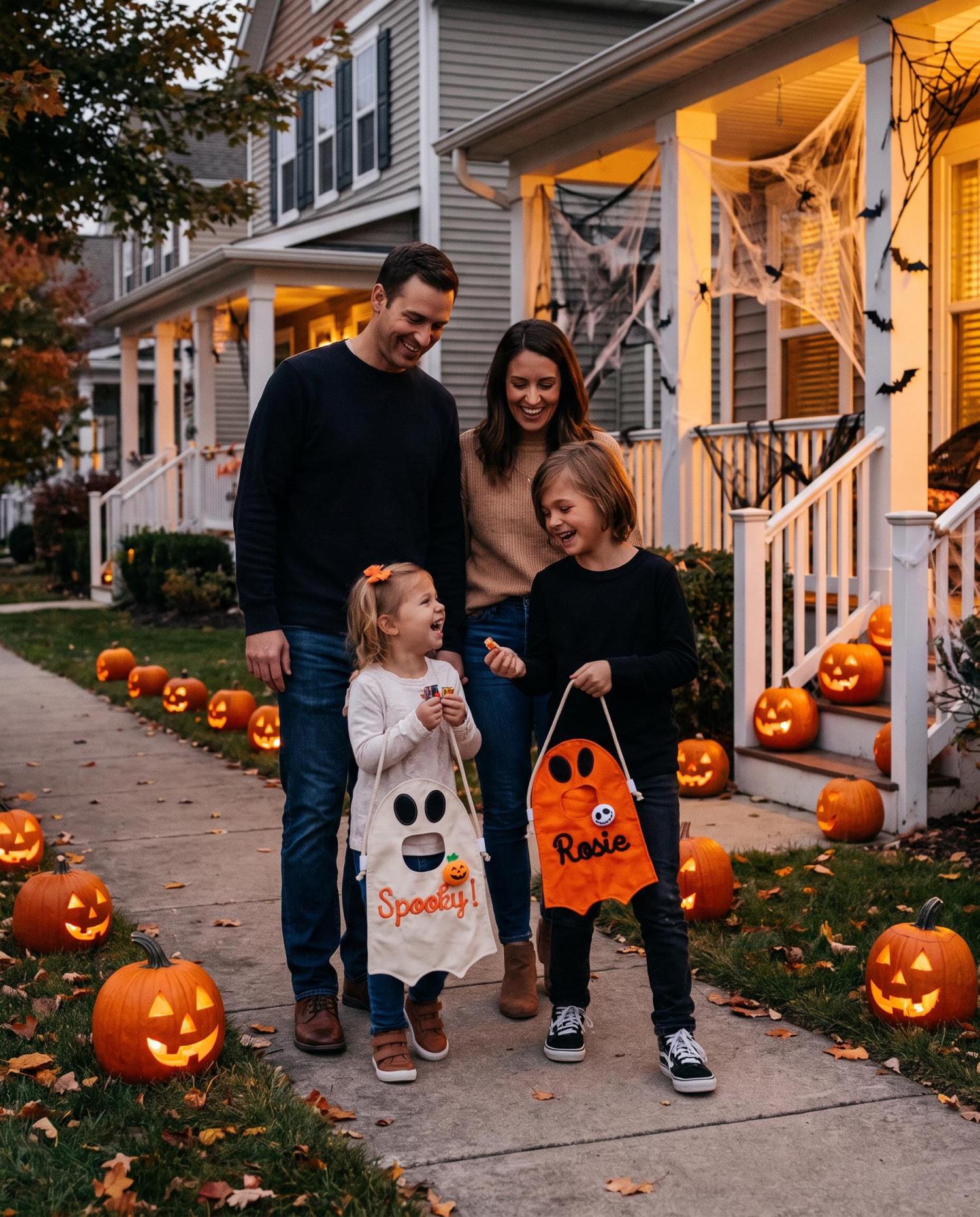 Personalized Ghost Trick or Treat Bag, Custom Halloween Candy Bag, Kids Halloween Tote with Name, Reusable Ghost Bag, Boo Basket Gift