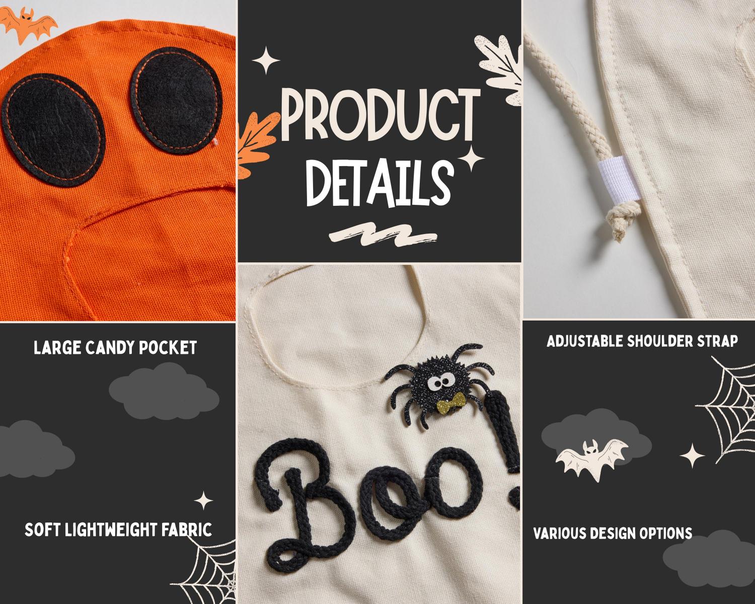Personalized Ghost Trick or Treat Bag, Custom Halloween Candy Bag, Kids Halloween Tote with Name, Reusable Ghost Bag, Boo Basket Gift