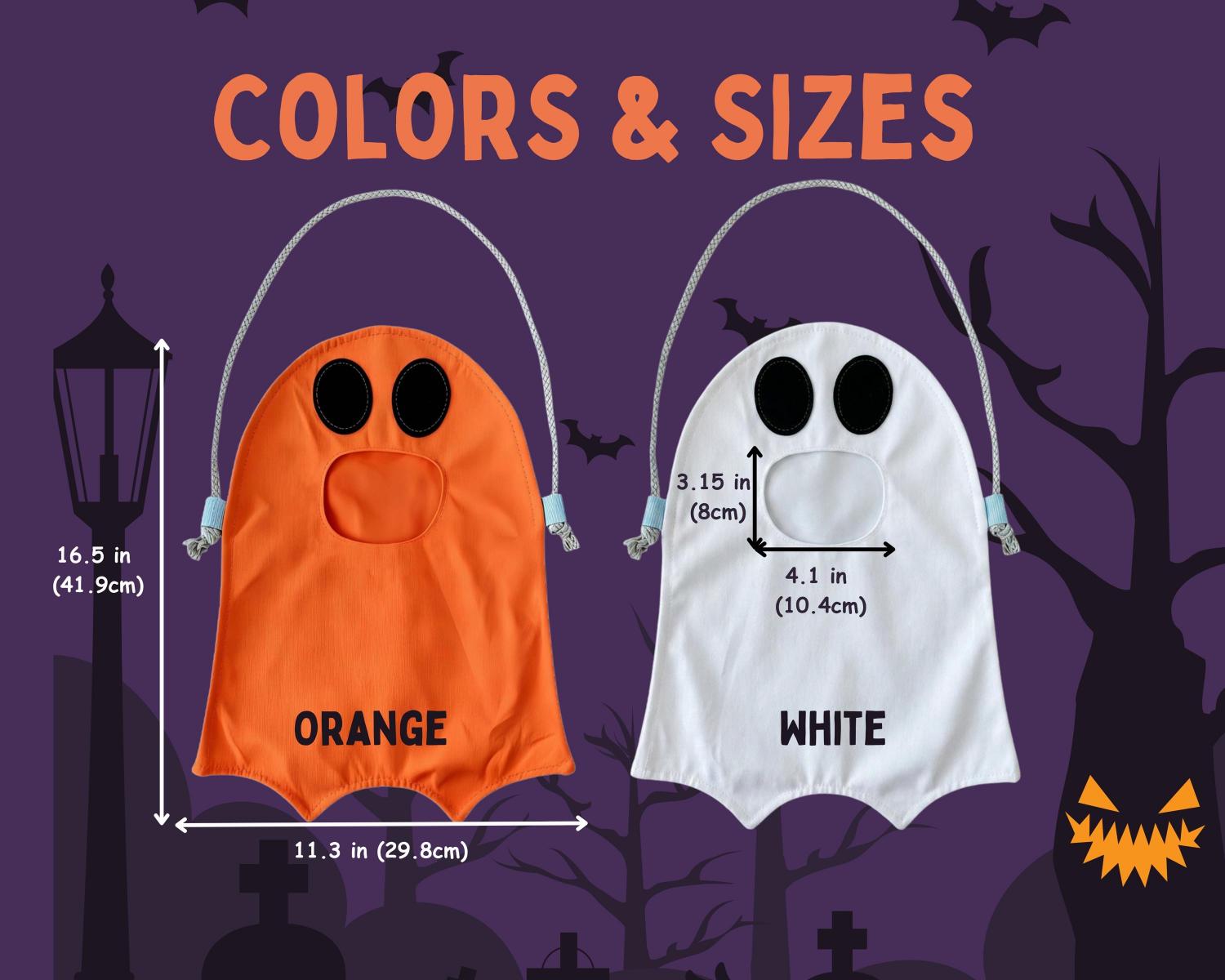Personalized Ghost Trick or Treat Bag, Custom Halloween Candy Bag, Kids Halloween Tote with Name, Reusable Ghost Bag, Boo Basket Gift