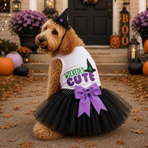 Halloween Witch costume for dog |  Fits for 3-95 lbs | XXS-5XL |  Halloween dog costume | Dog Witch Costume