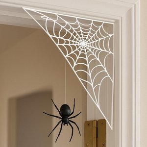 Glow-in-the-Dark Halloween Spider Web Corner Decor - Reusable Spooky Hanging
