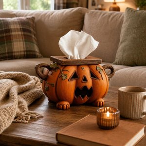 🏆Flash Sale⚡ 5K+ SOLD! 🎃 Pumpkin Halloween Tissue Box Cover-Turn Your Everyday Tissue Box Into A Spooky Fall Decoration