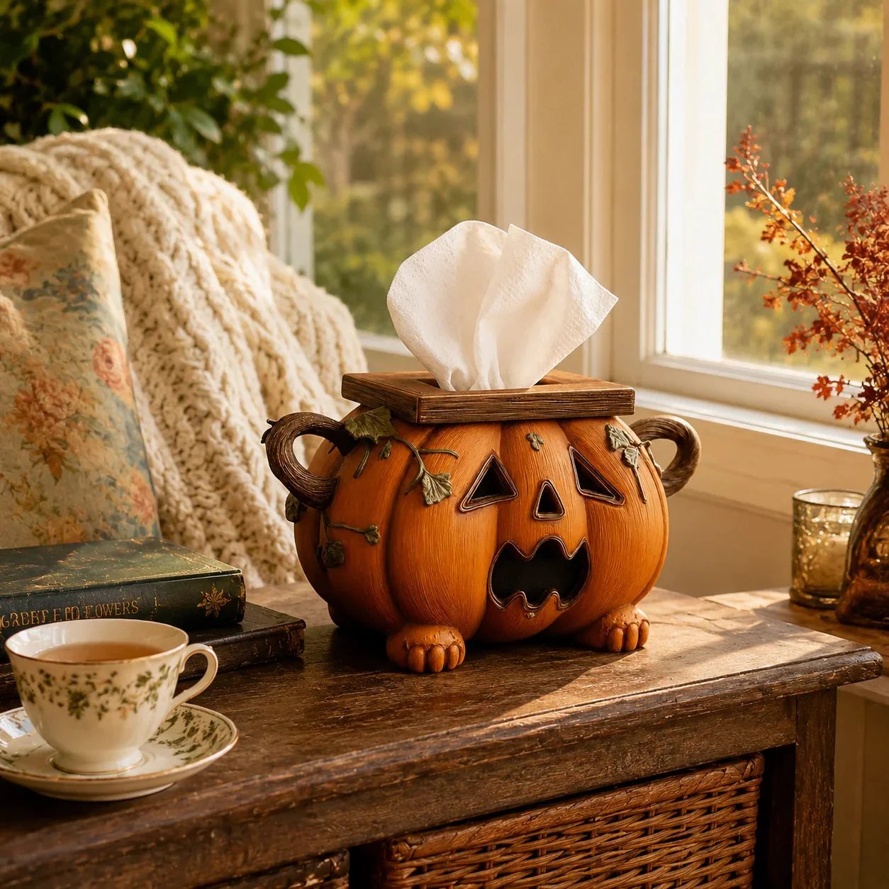 🏆Flash Sale⚡ 5K+ SOLD! 🎃 Pumpkin Halloween Tissue Box Cover-Turn Your Everyday Tissue Box Into A Spooky Fall Decoration