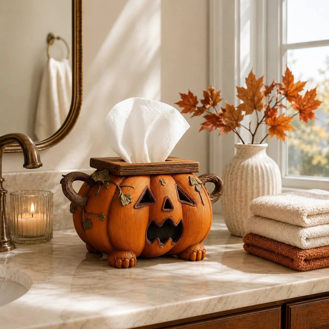 🏆Flash Sale⚡ 5K+ SOLD! 🎃 Pumpkin Halloween Tissue Box Cover-Turn Your Everyday Tissue Box Into A Spooky Fall Decoration