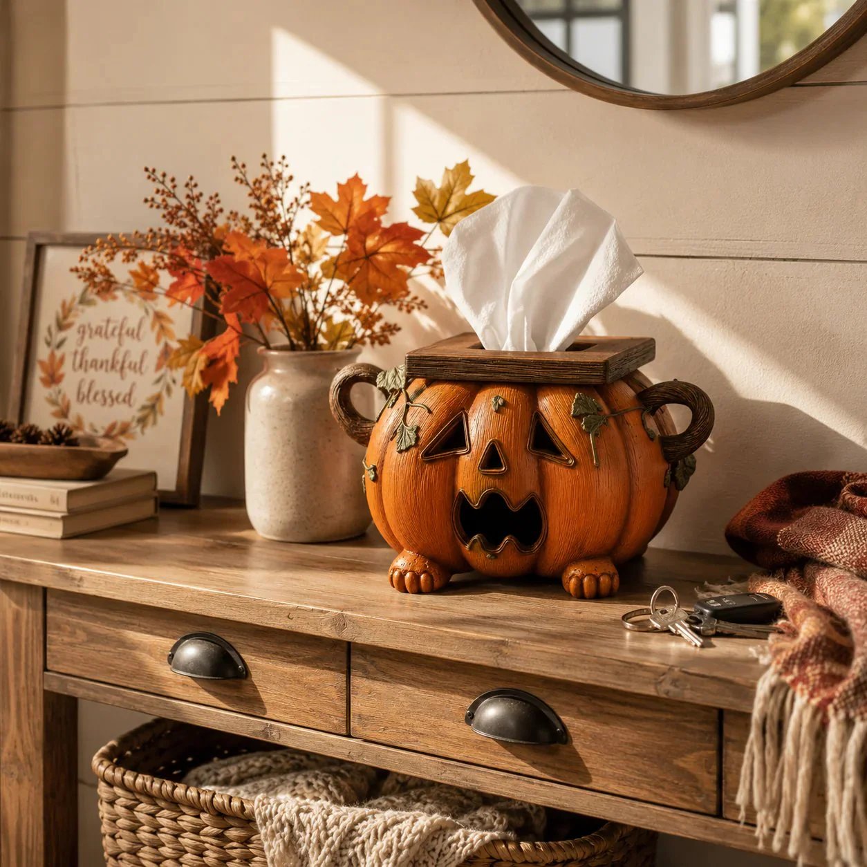 🏆Flash Sale⚡ 5K+ SOLD! 🎃 Pumpkin Halloween Tissue Box Cover-Turn Your Everyday Tissue Box Into A Spooky Fall Decoration