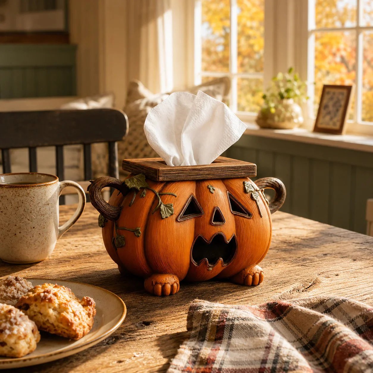 🏆Flash Sale⚡ 5K+ SOLD! 🎃 Pumpkin Halloween Tissue Box Cover-Turn Your Everyday Tissue Box Into A Spooky Fall Decoration