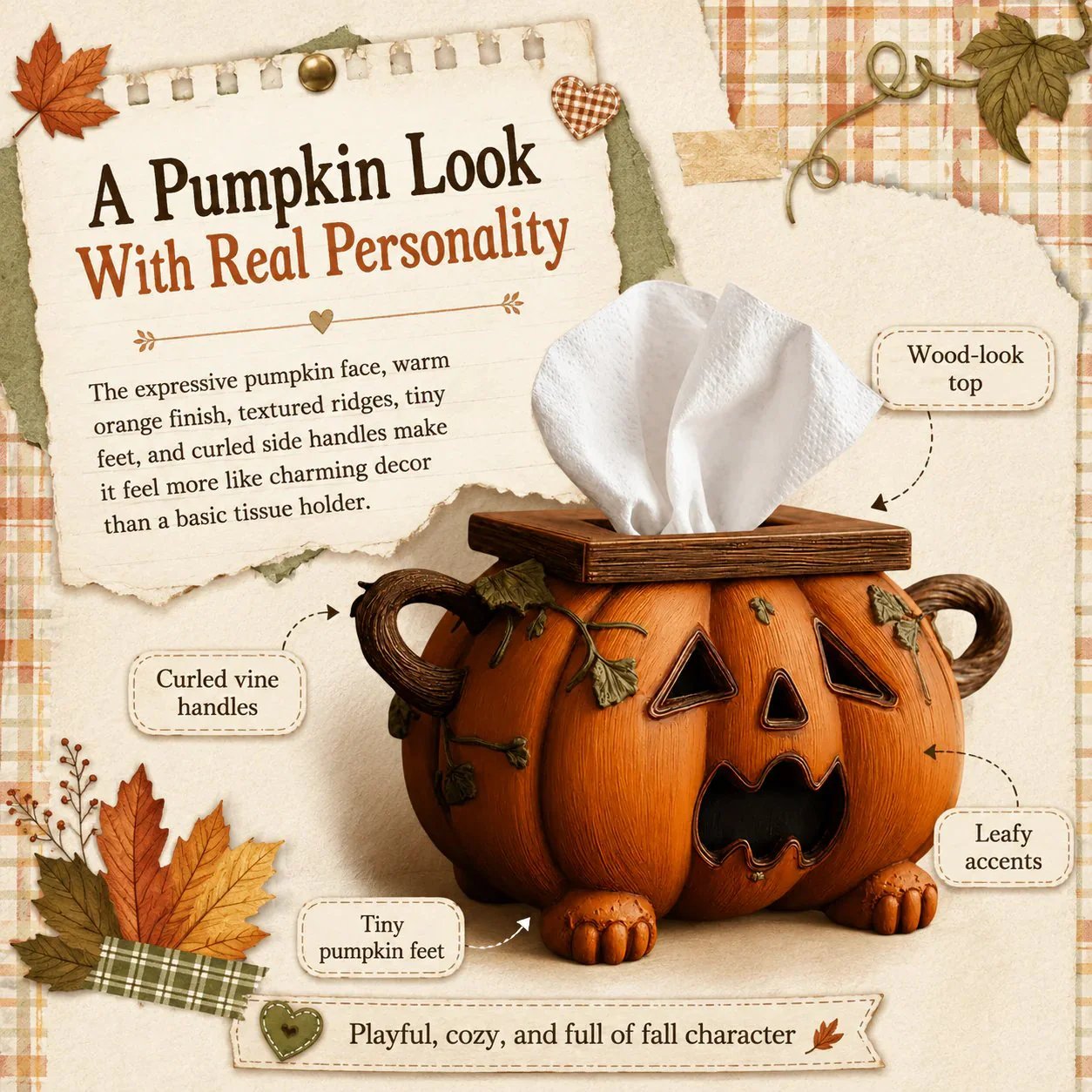 🏆Flash Sale⚡ 5K+ SOLD! 🎃 Pumpkin Halloween Tissue Box Cover-Turn Your Everyday Tissue Box Into A Spooky Fall Decoration