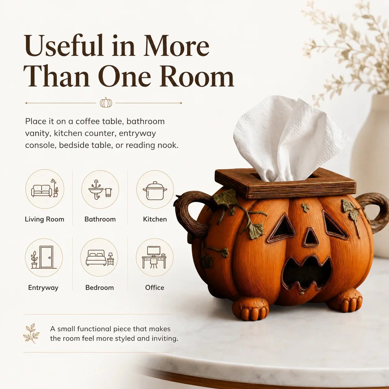 🏆Flash Sale⚡ 5K+ SOLD! 🎃 Pumpkin Halloween Tissue Box Cover-Turn Your Everyday Tissue Box Into A Spooky Fall Decoration