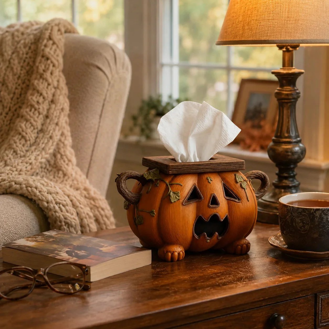 🏆Flash Sale⚡ 5K+ SOLD! 🎃 Pumpkin Halloween Tissue Box Cover-Turn Your Everyday Tissue Box Into A Spooky Fall Decoration