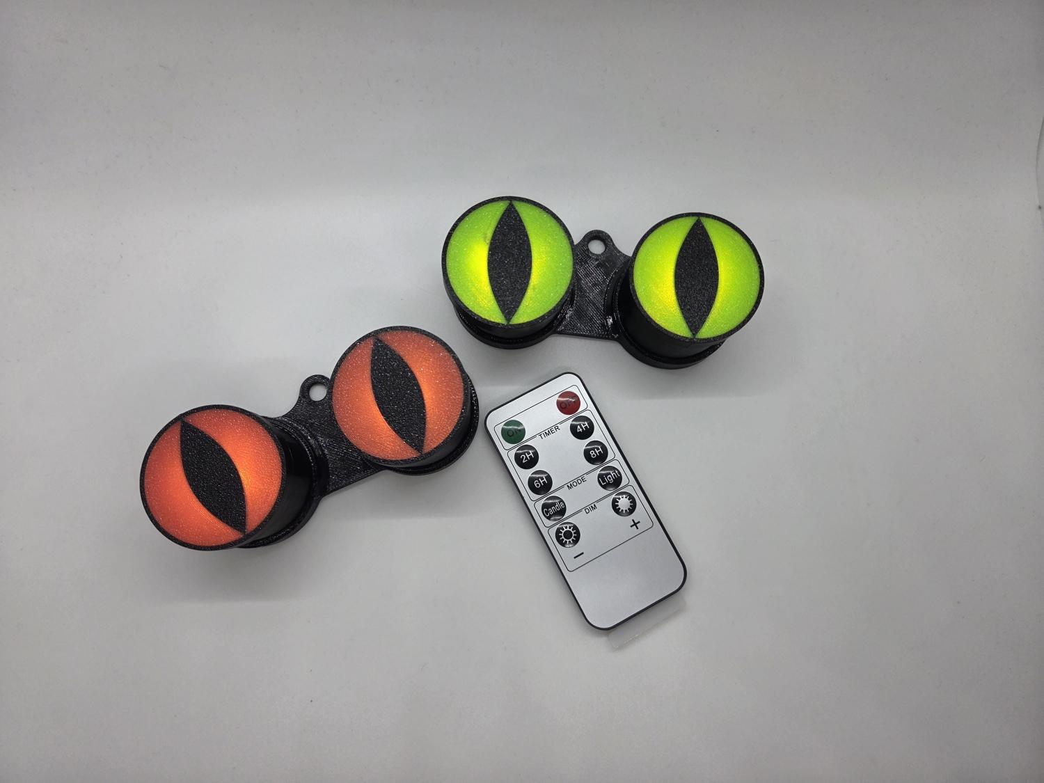 MINI Creepy Glowing Eyes Halloween Decoration - Remote Control, Timer, Battery Powered, Place Anywhere!