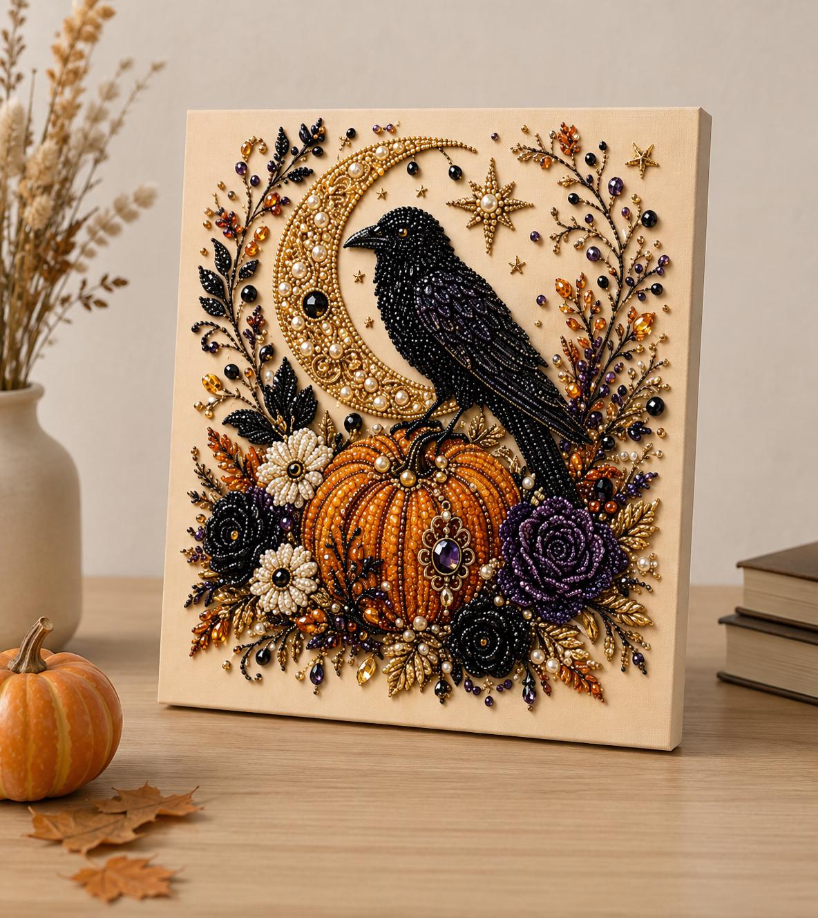 Halloween Ghost Pearl Art Kit for Adults DIY Pearl Painting Craft Kit Beginner Friendly Halloween Pearl Diamond Art Wall Decor