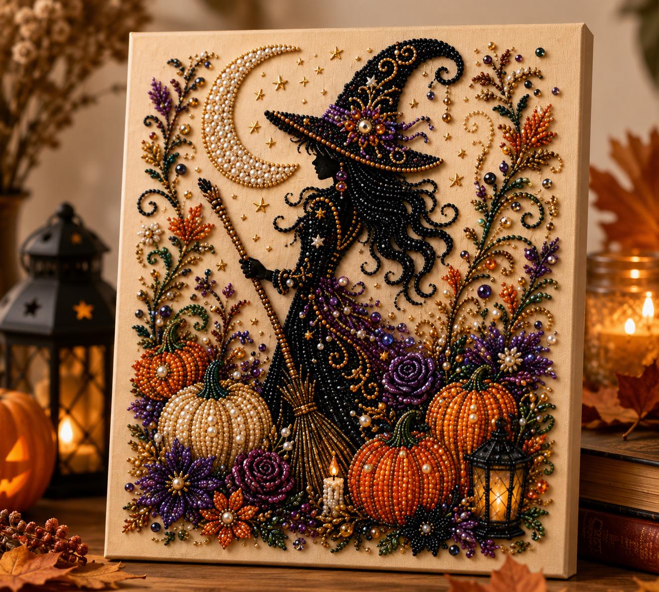 Halloween Ghost Pearl Art Kit for Adults DIY Pearl Painting Craft Kit Beginner Friendly Halloween Pearl Diamond Art Wall Decor