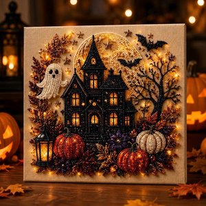 Halloween Ghost Pearl Art DIY Kit, Spooky Cute 3D Diamond Art Painting Crafts for Adults, DIY Fall Home Decor Wall Arts
