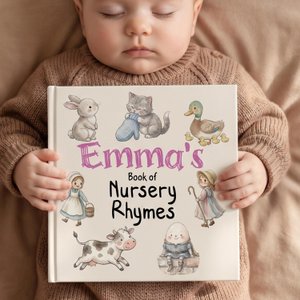 Personalized Nursery Rhymes Storybook with Custom Name & Text, Nursery Room Decor, Bedtime Reading Keepsake, Baby Shower Gift for Toddler Boys/Girls