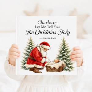 Personalized Christian Christmas Storybook with Name, Santa & Nativity Illustrated Book, Faith Holiday Keepsake, Christmas Gift for Kids/Christian