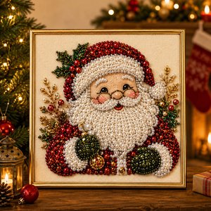 DIY Christmas Pearl Bead Mosaic Set with 5 Inspired Art Project, Warm Winter Home Ornament, Seasonal Gift for Adult Hobbyists/Creative Makers