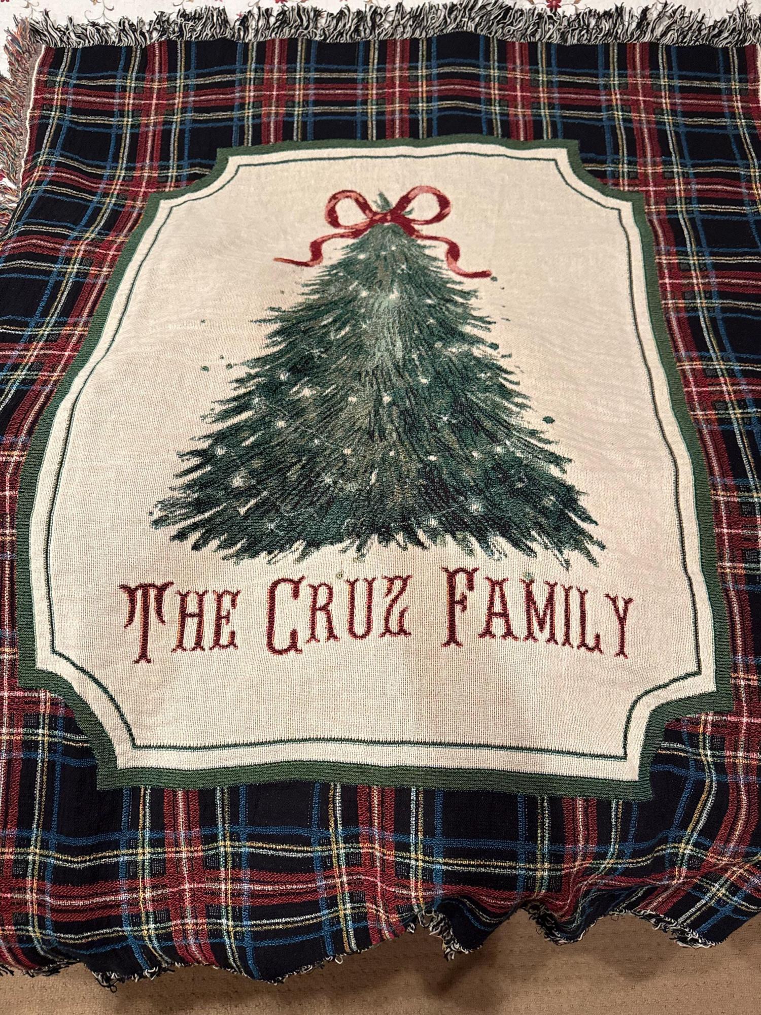 Personalized Christmas Woven Blanket Tapestry: Custom Family Christmas Gift