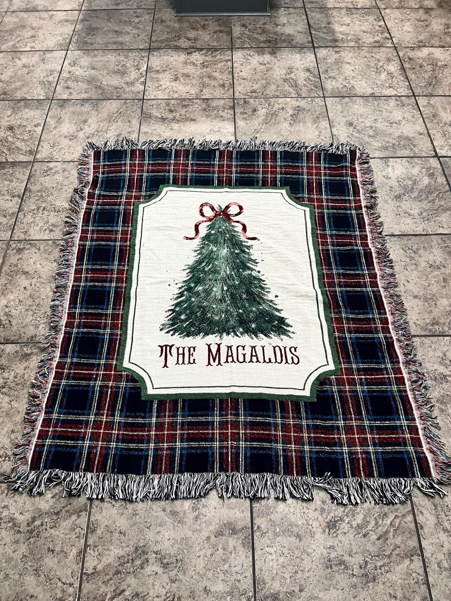 Personalized Christmas Woven Blanket Tapestry: Custom Family Christmas Gift