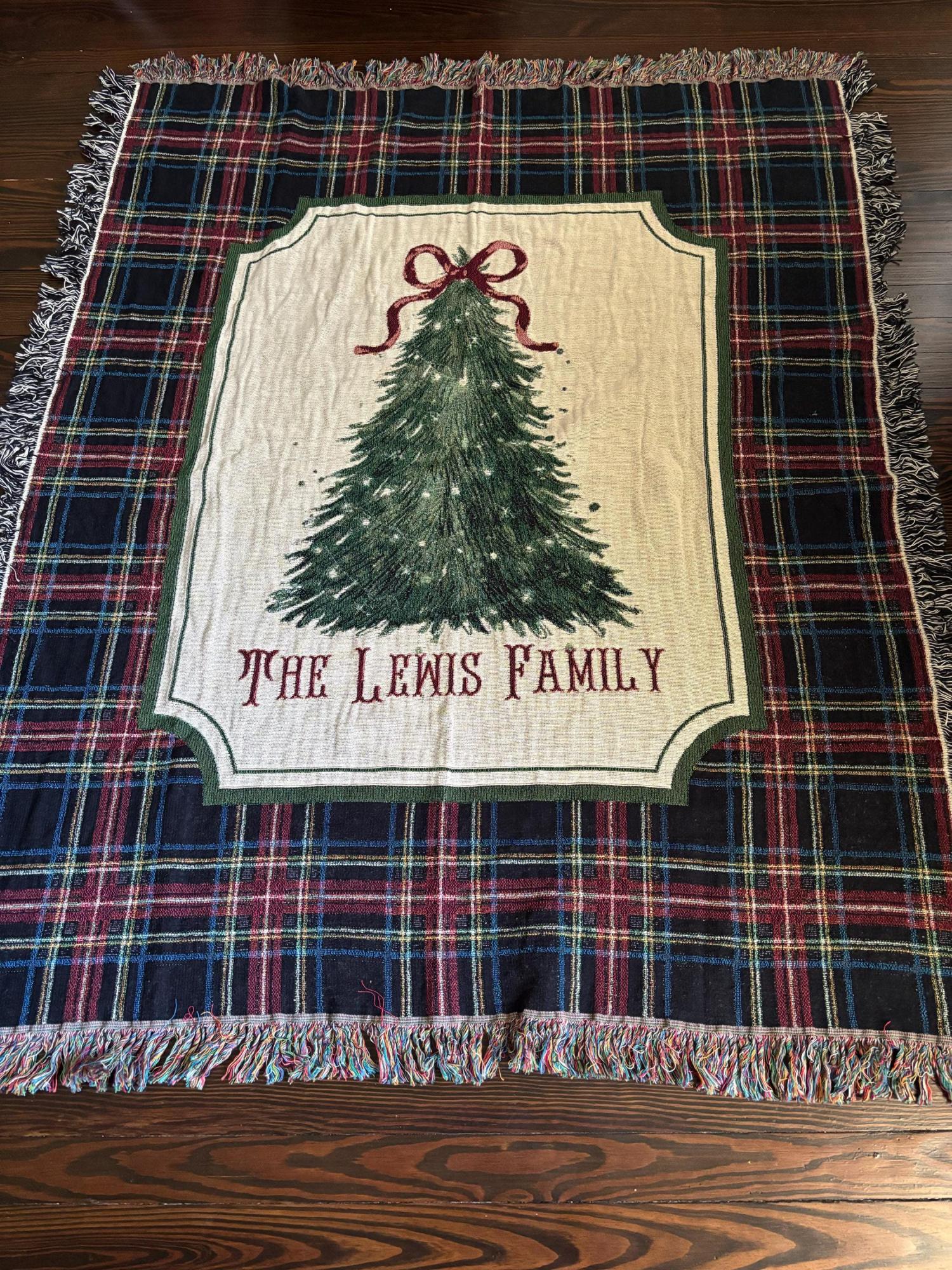 Personalized Christmas Woven Blanket Tapestry: Custom Family Christmas Gift