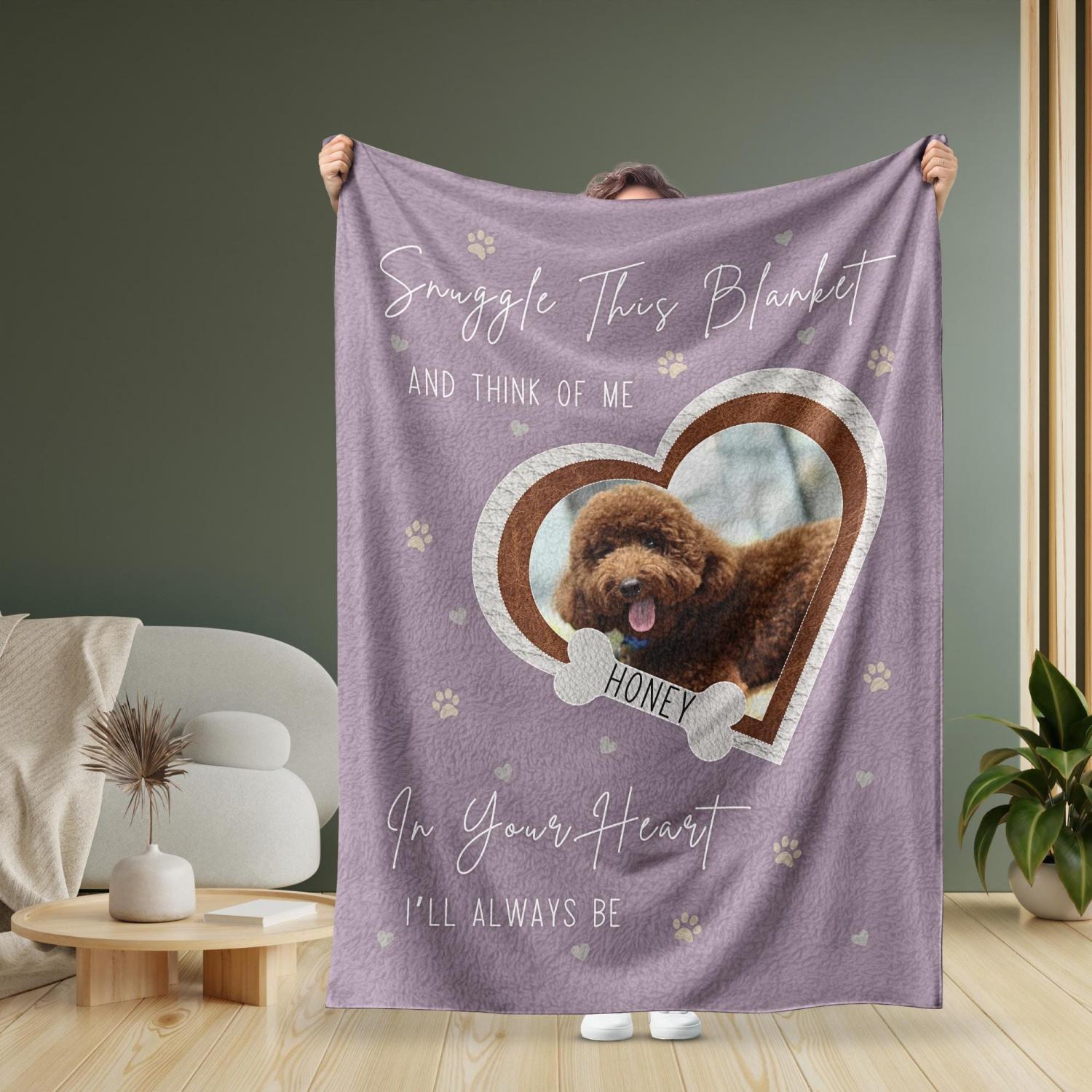 Personalized Dog Memorial Photo Blanket Gift, Dog Loss Pet Memory Gifts, Pet Loss Keepsake Remembrance Gift For Dog Mom Dad Bereavement Gift
