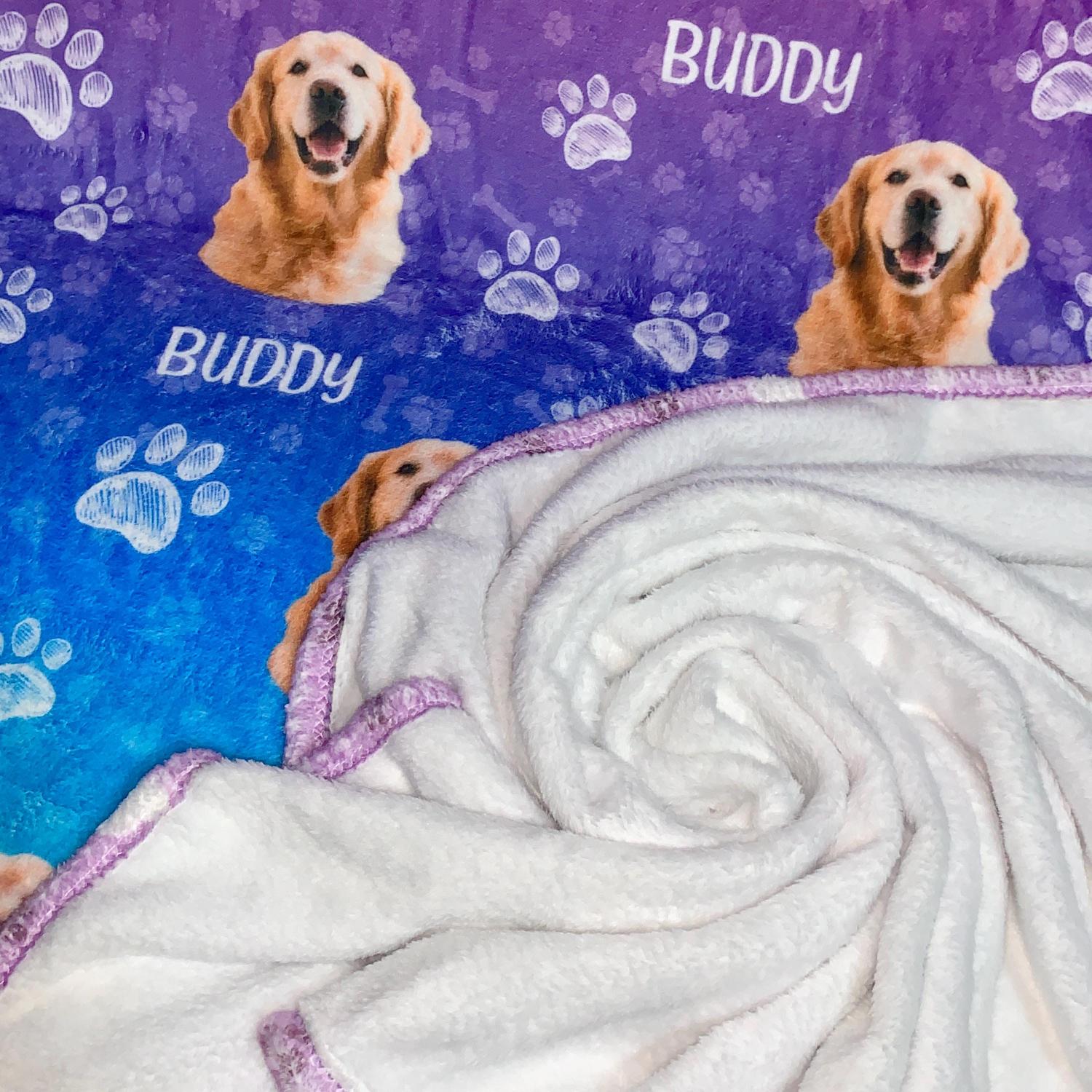 Custom Pet Picture Blanket, Personalized Face Blankets, Dog Cat Memorial Gifts, Christmas Gift