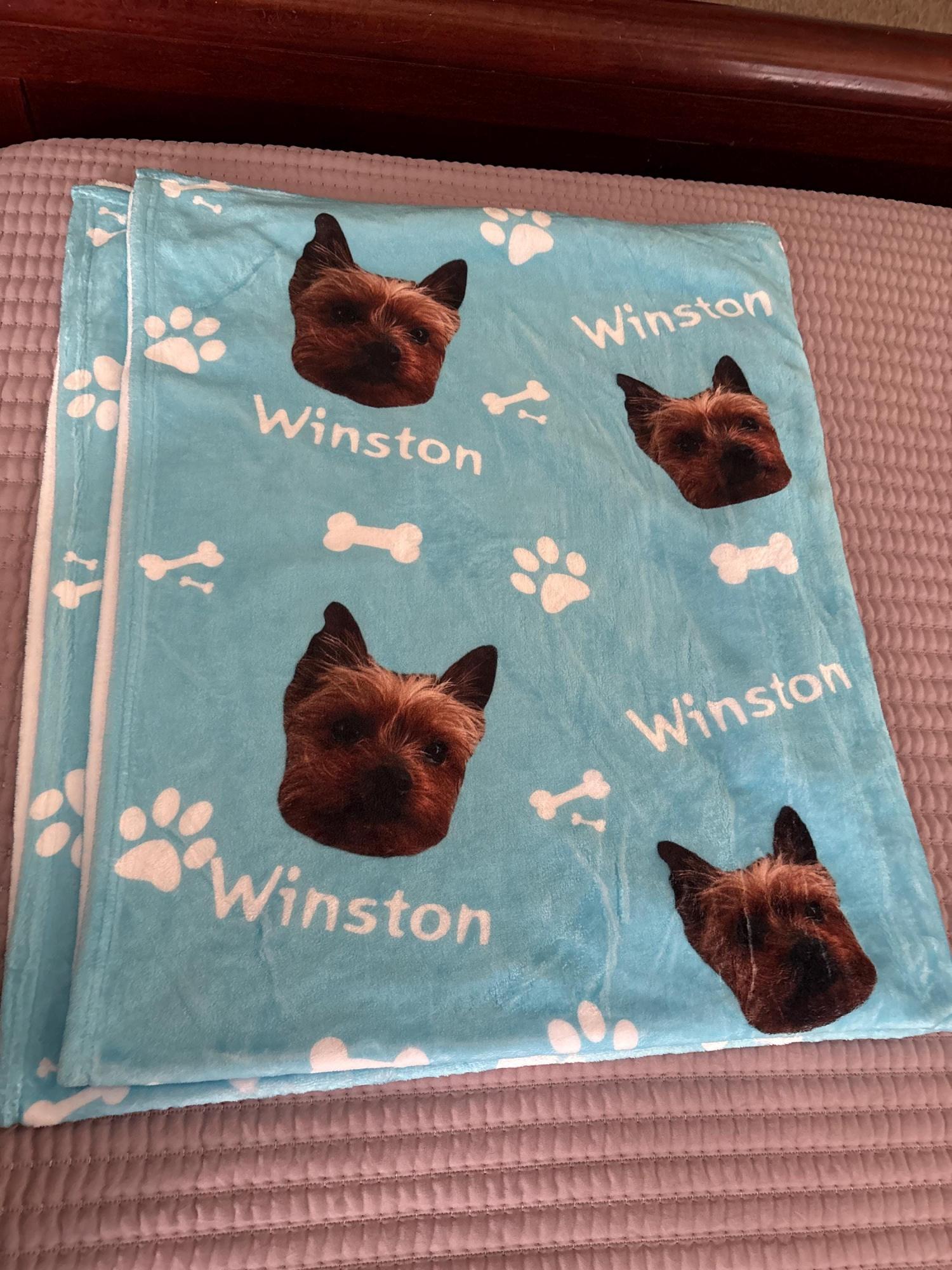 Custom Pet Picture Blanket, Personalized Face Blankets, Dog Cat Memorial Gifts, Christmas Gift