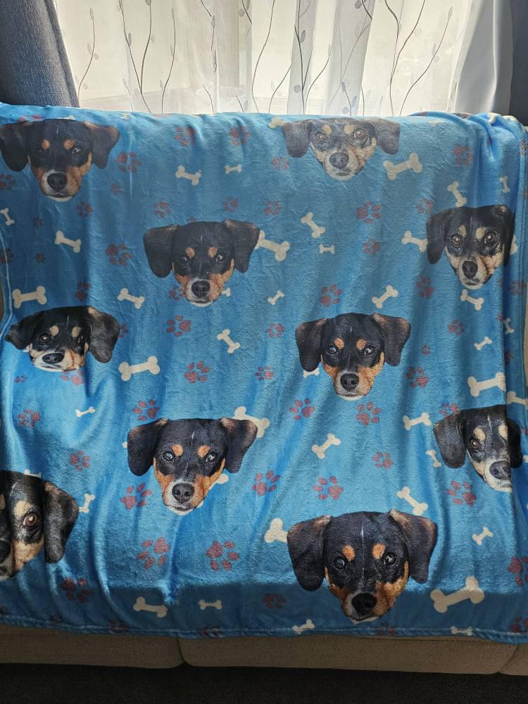 Custom Pet Picture Blanket, Personalized Face Blankets, Dog Cat Memorial Gifts, Christmas Gift
