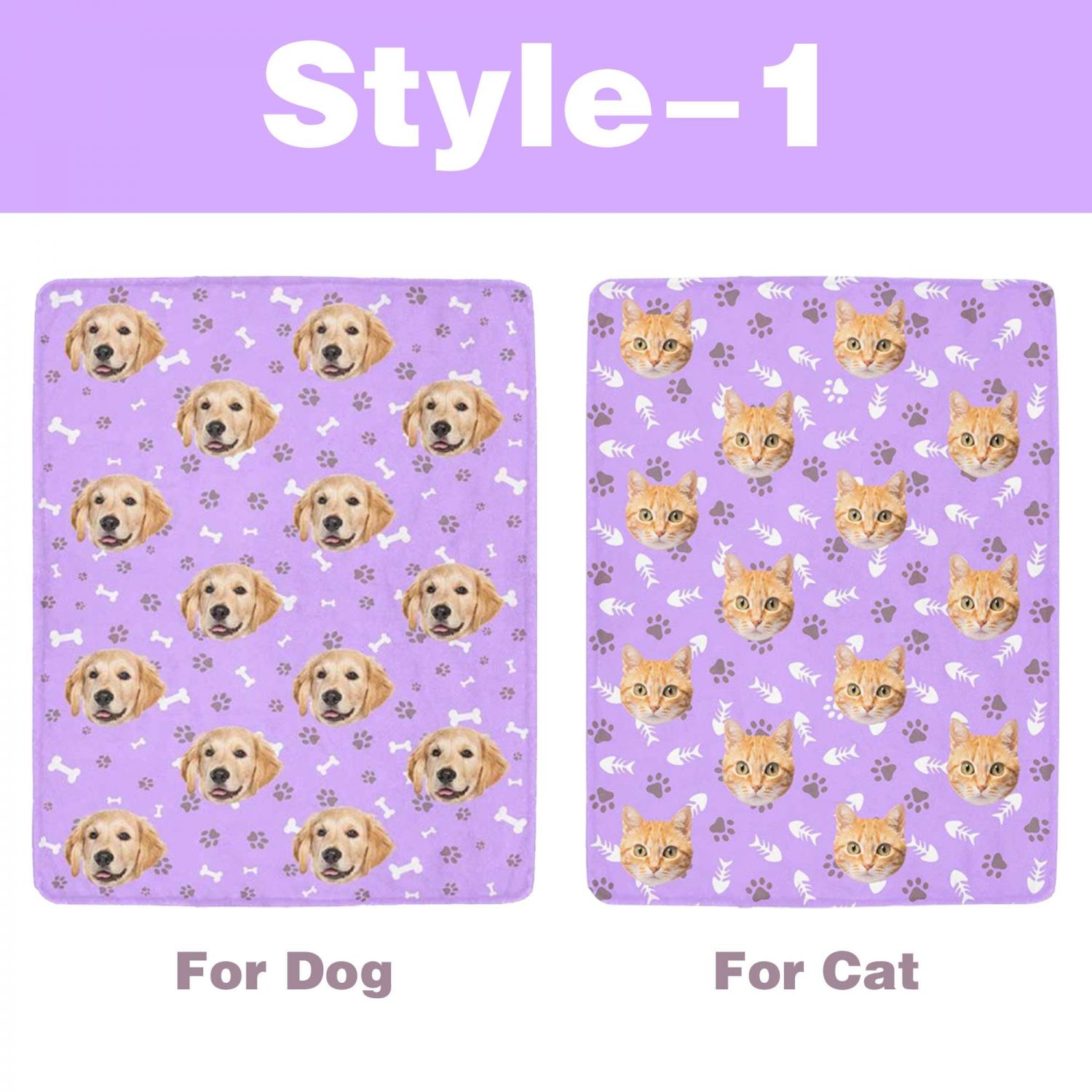 Custom Pet Picture Blanket, Personalized Face Blankets, Dog Cat Memorial Gifts, Christmas Gift