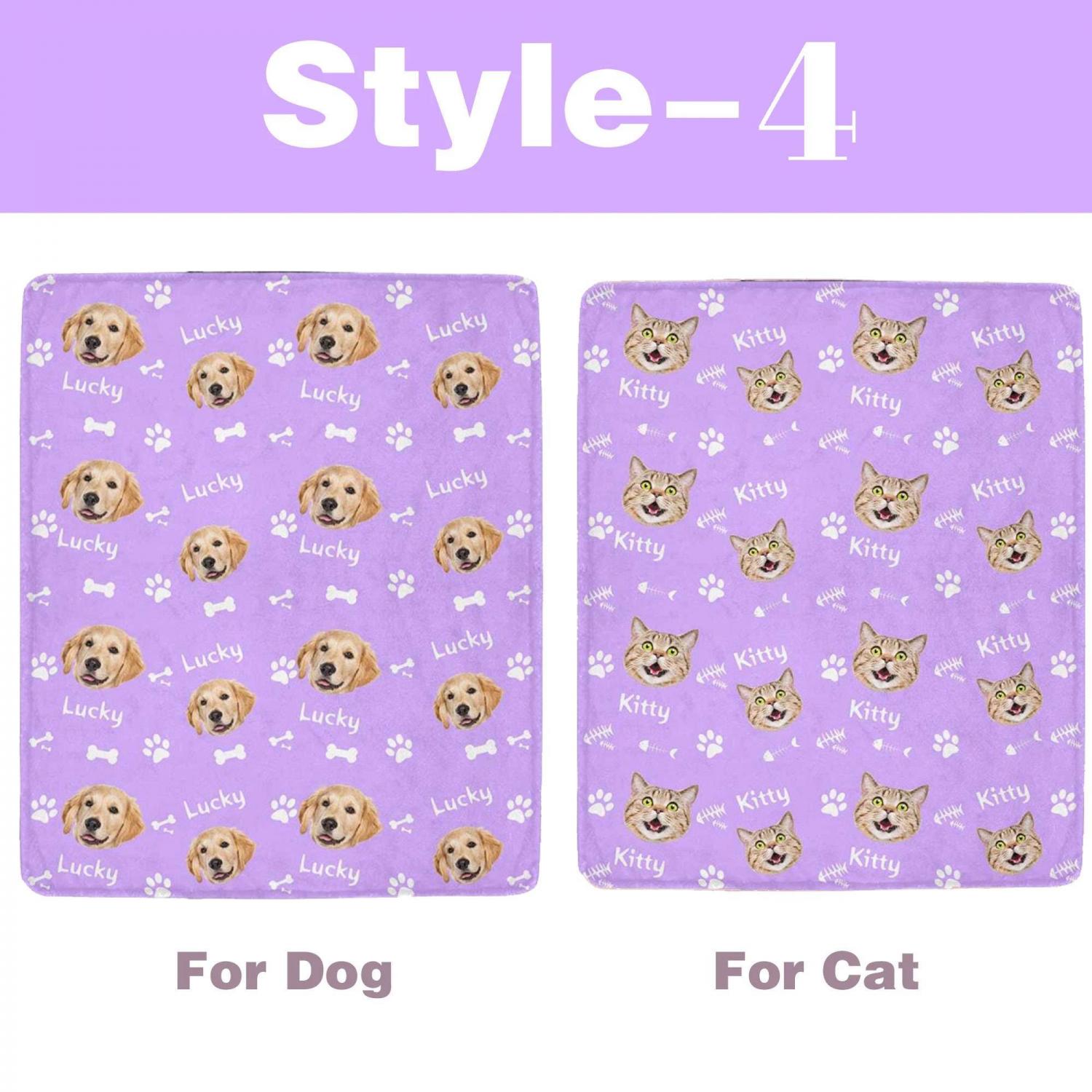 Custom Pet Picture Blanket, Personalized Face Blankets, Dog Cat Memorial Gifts, Christmas Gift