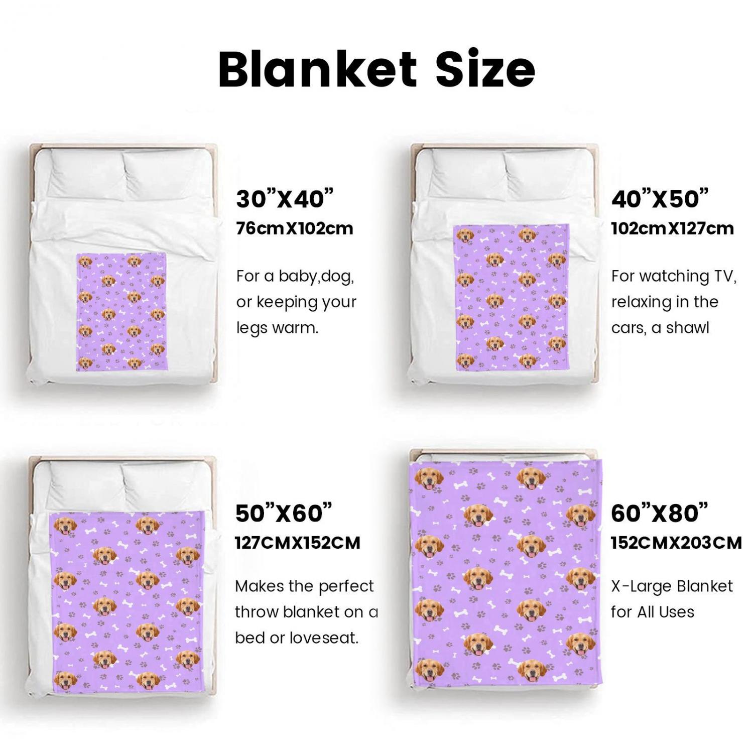 Custom Pet Picture Blanket, Personalized Face Blankets, Dog Cat Memorial Gifts, Christmas Gift