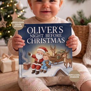 Personalized Christmas Story Book, Custom Night Before Christmas Baby Book, Baby's 1st Christmas Gift, Baby & Toddler Christmas Gift for Boy