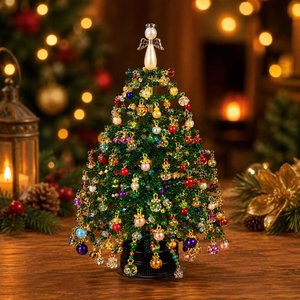 DIY Beaded Christmas Tree Kit, Crystal Bead Christmas Tree, LED Holiday Craft Kit, Christmas Home Decor, DIY Christmas Gift, Craft Kit