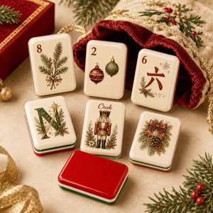 Christmas Acrylic American Mahjong Set, 160 Holiday Mahjong Tiles, Santa Claus & Nutcracker Design, Unique Mahjong Lover Gift