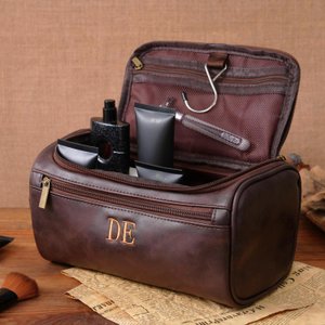 Personalized Embroidered Leather Toiletry Bag, Multi Pockets Travel Shaving Organizer, Water Resistant Storage Pouch, Wedding Gift for Groomsmen