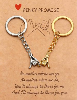 Couples Pinky Promise Keychain Set, Romantic Keepsakes, Anniversary/Valentine’s Day Gift for Couple