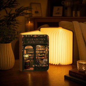 Personalized Folding Book Lamp with Bookstore Cover, LED Book Light Night Light, Bookish Home Decor, Birthday Gift for Book Lovers/Readers