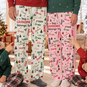 Personalized Grandma Grandpa Pajama Pants with Grandkids' Names, Christmas Lounge Pants & Sweatpants, Holiday Gift for Grandparent/Family
